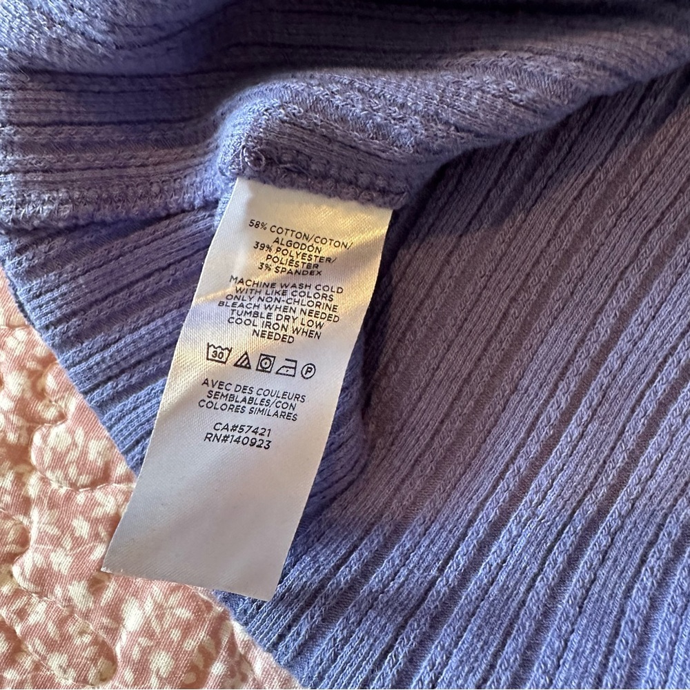 Loft Ribbed Long Sleeve Top In Periwinkle - Picture 6 of 6